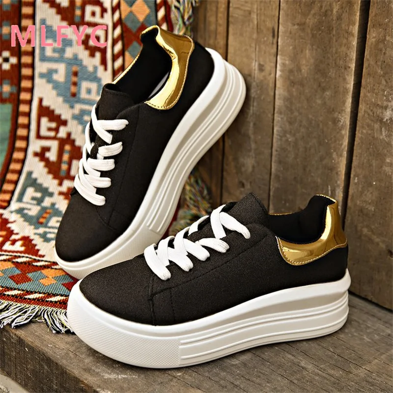 Spring and Autumn Fashion Casual Thick Sole Shoes New Fashion Women's Shoes Low Top Lace Up Flat Shoes Mujer