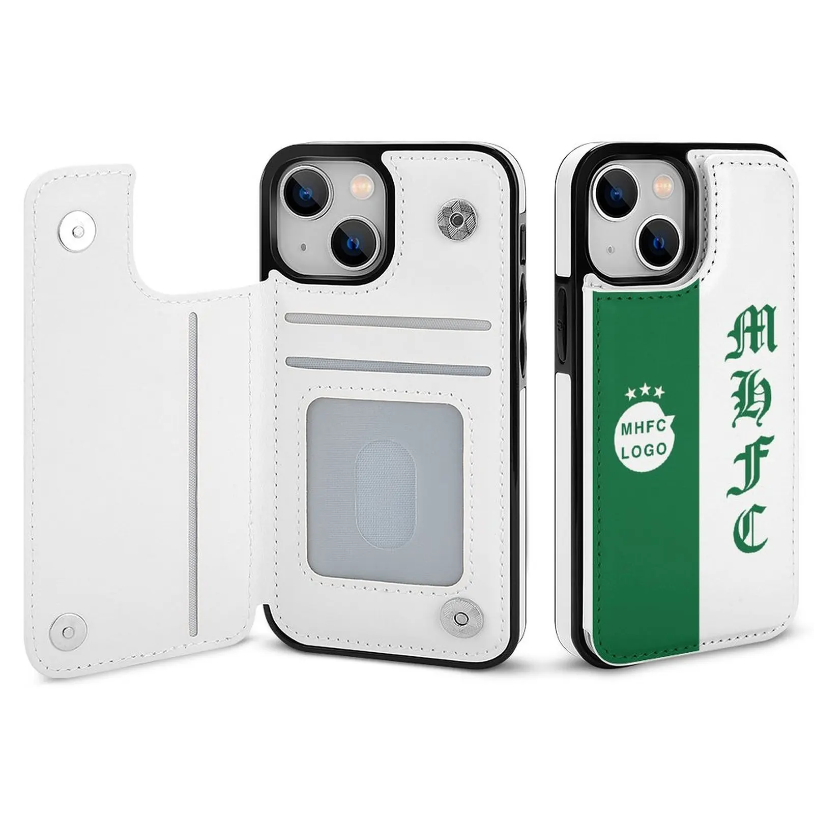 

Israel Maccabi Haifa F.C MHFC Leather Wallet Case for iPhone 14 Wireless Charging Stand Snap Case
