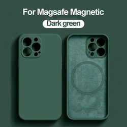 Premium Liquid Silicone Magnetic Phone Case with Wireless Charging and Shockproof Protection - iPhone 13 Pro Max (Dark Green)