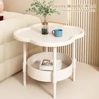 Table d'appoint tendance 40x40CM, petite Table d'appoint en plastique, facile à assembler, Table de chevet Double couche pour le salon 4