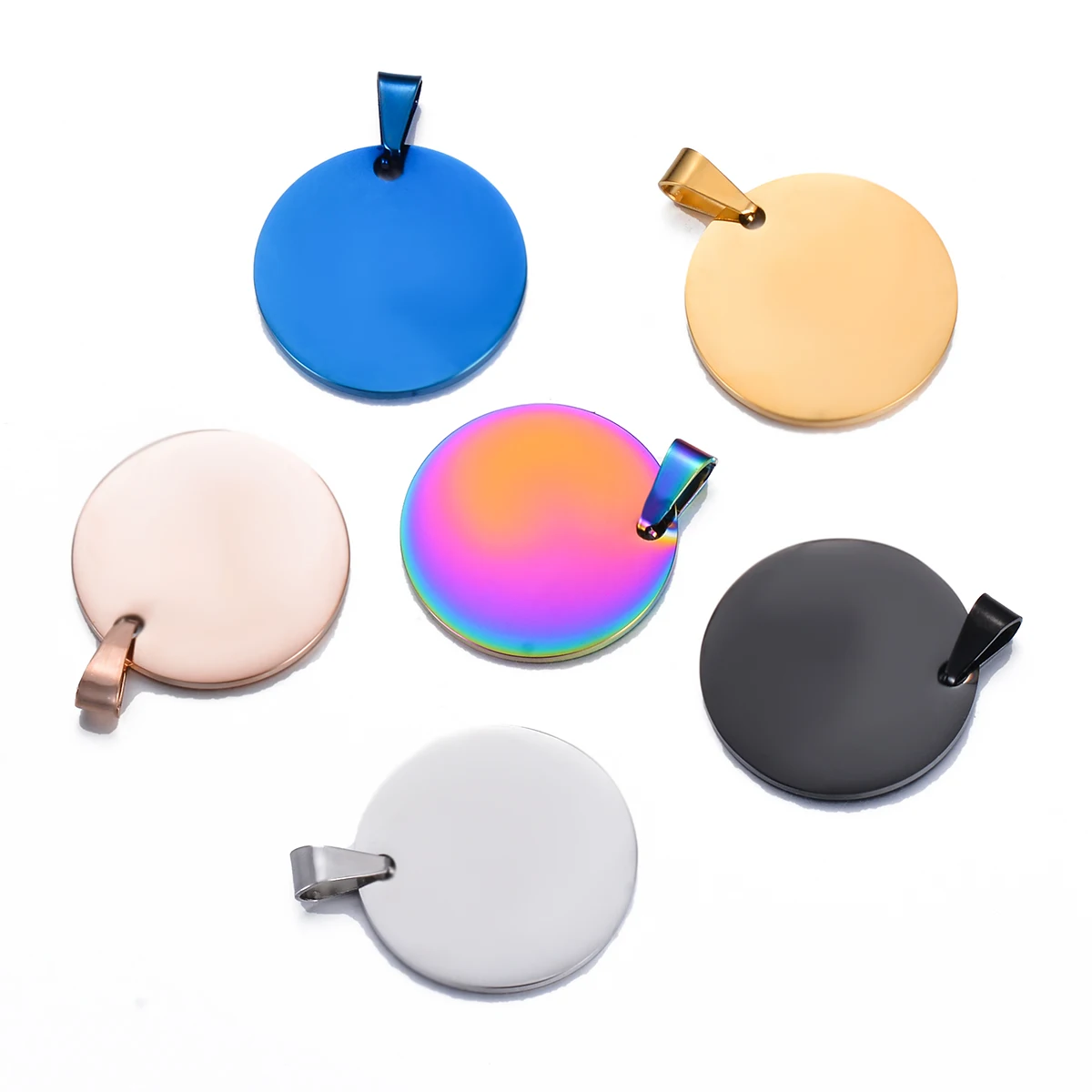 

3Pcs Wholesale Round Stainless Steel Blank Military Army ID Mirror Polishing Tag Unisex Charm Pendant Necklace Jewelry