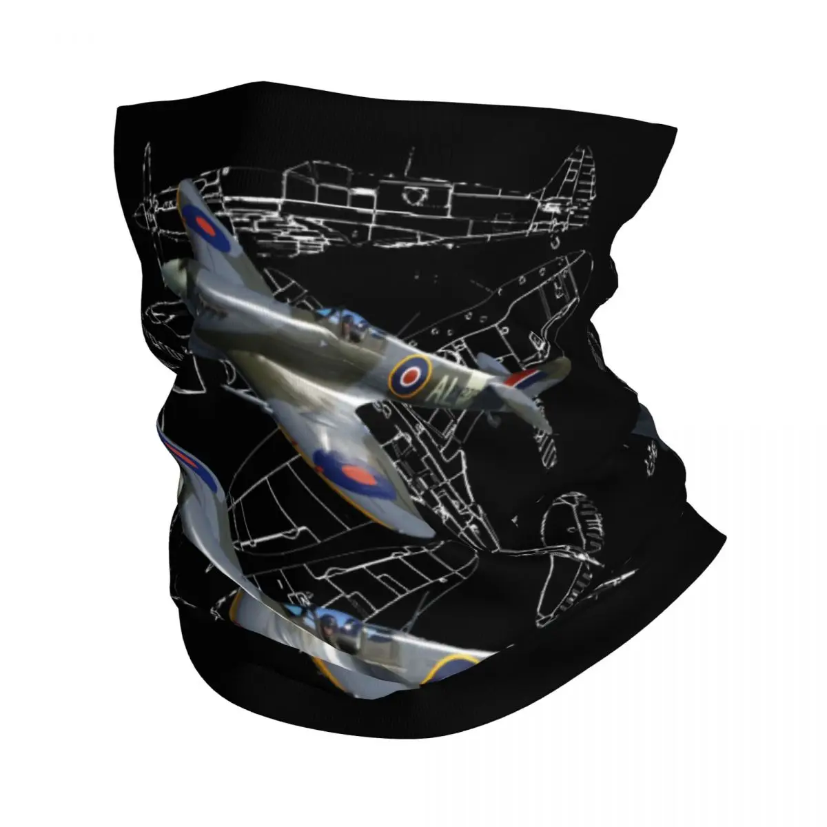 

Blueprint Spitfire Airplane Bandana Neck Gaiter Printed Fighter WW2 Pilot Balaclavas Mask Scarf Headwear Outdoor Sports Adult