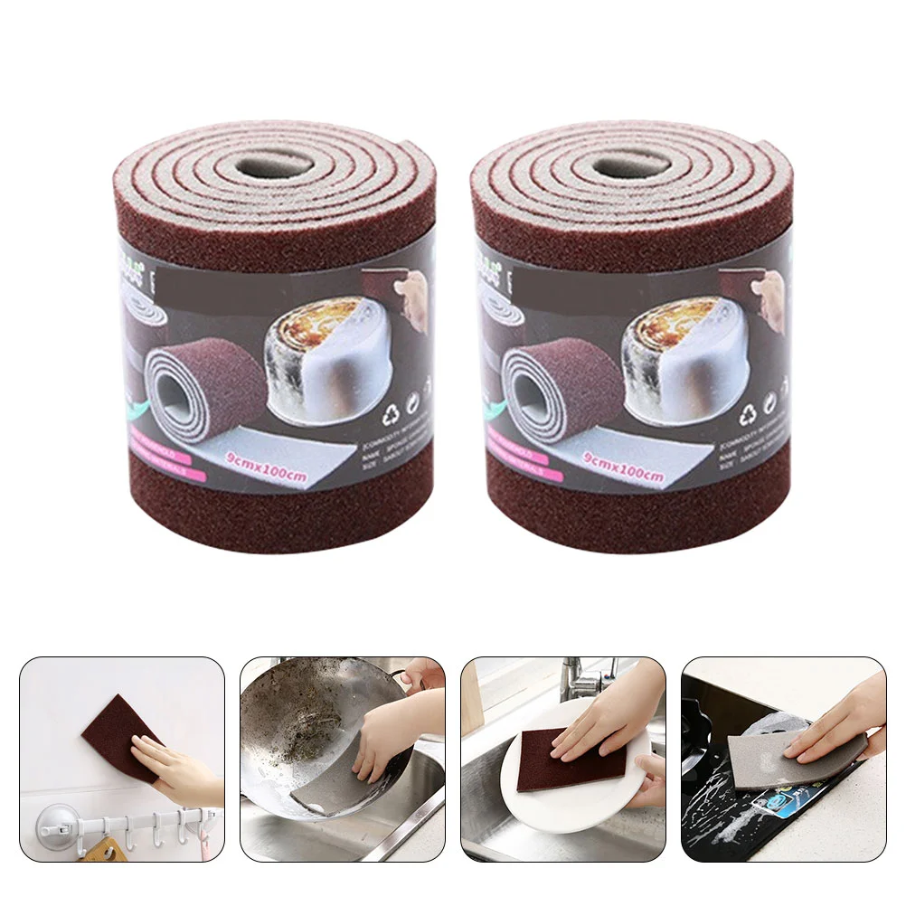 

2 Rolls Emery Sponges Kitchen Supply Frosted Dish Replaceable Multi-function