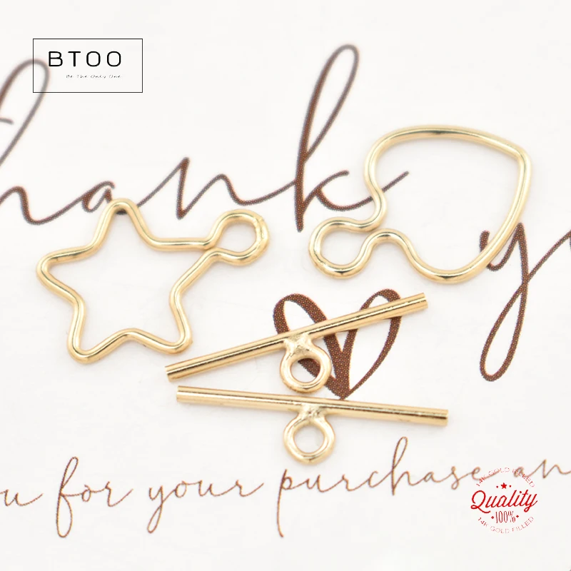 14K Gold Filled Star/Heart Toggle Set Charm 10MM Gold Pendant For Bracelet Necklace Earring DIY Jewelry Findings Accessories