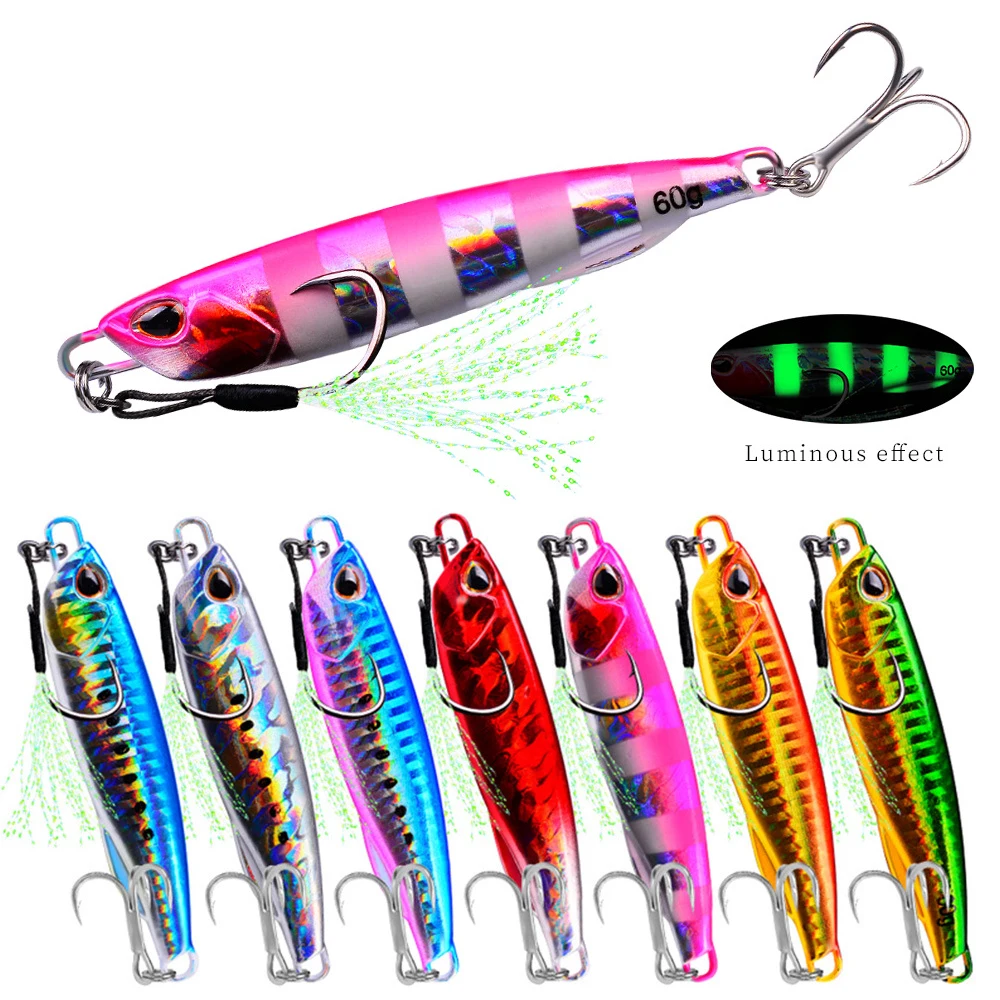 Metal Jig Fishing Lure 10g 60g Trolling Hard Bait Bass Fishing Bait