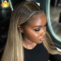 Perruque Lace Frontal Wig naturelle lisse, blond sale ombré, 13x6, blond cendré avec racines foncées, 13x4, pour femmes 2