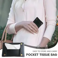 Pocket Tissue Bag Reusable Tissue Travel Pouch Tissue Storage Bag Paper PU Leather Case Sanitary Bags For Bathroom Small Items 2