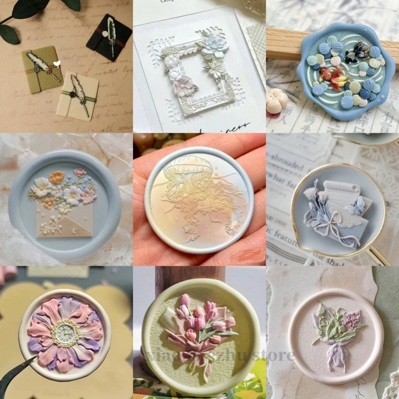 Diy Fire Seal Stamp Head Creative Diy Decal Card Educational Toys Flowers Exquisite Pattern Invitation Envelopes Sealed Sealing