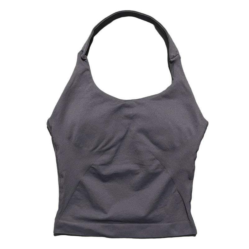Seamless Push-Up Sports Halter Top with Removable Padding