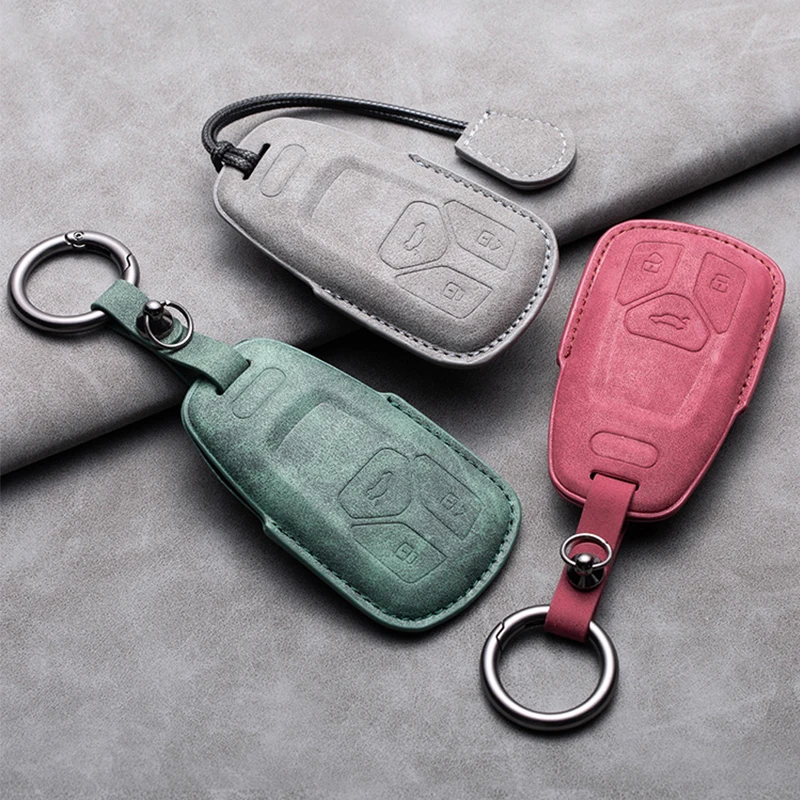 

Leather Car Key Case Cover Fob For Audi A1 A3 8V A4 B8 B9 A5 A6 8S 8W A7 A8 Q3 Q5 Q7 4M S4 S5 S6 S7 S8 R8 TT TTS RS Keychain