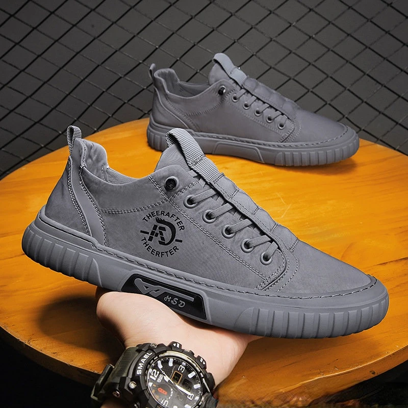 

Men's Casual Leather Shoes Non-slip Wear-resistant Sports Shoes Comfortable Lace-up Flat Large Size Shoes Zapatillas De Hombre