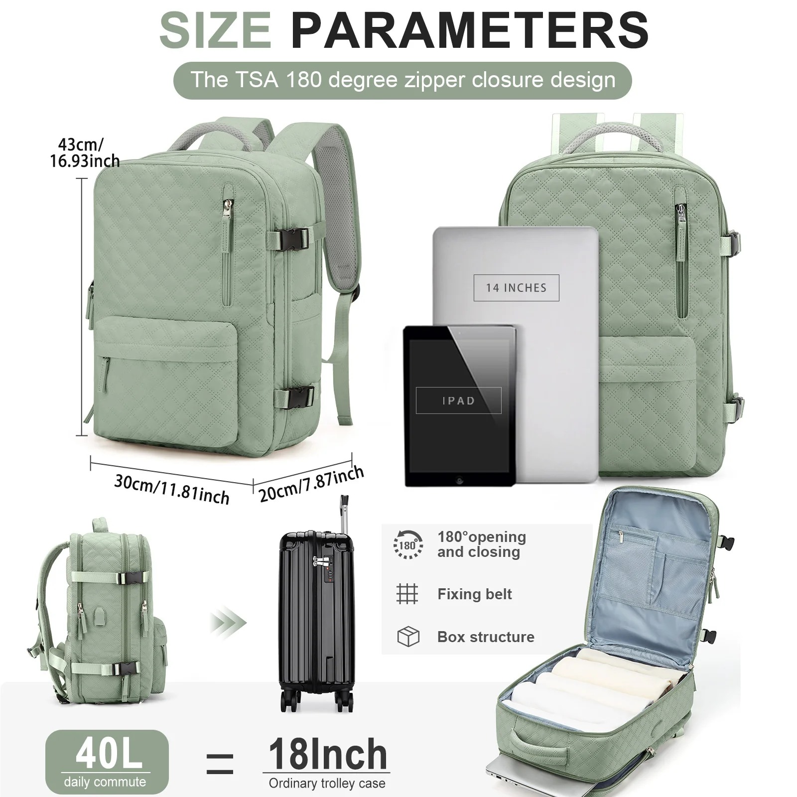 Large Travel Laptop Backpack for Men Women，Backpack with USB Charging Port, Cabin Backpack, College, Business, Travel, Climb Bag 4