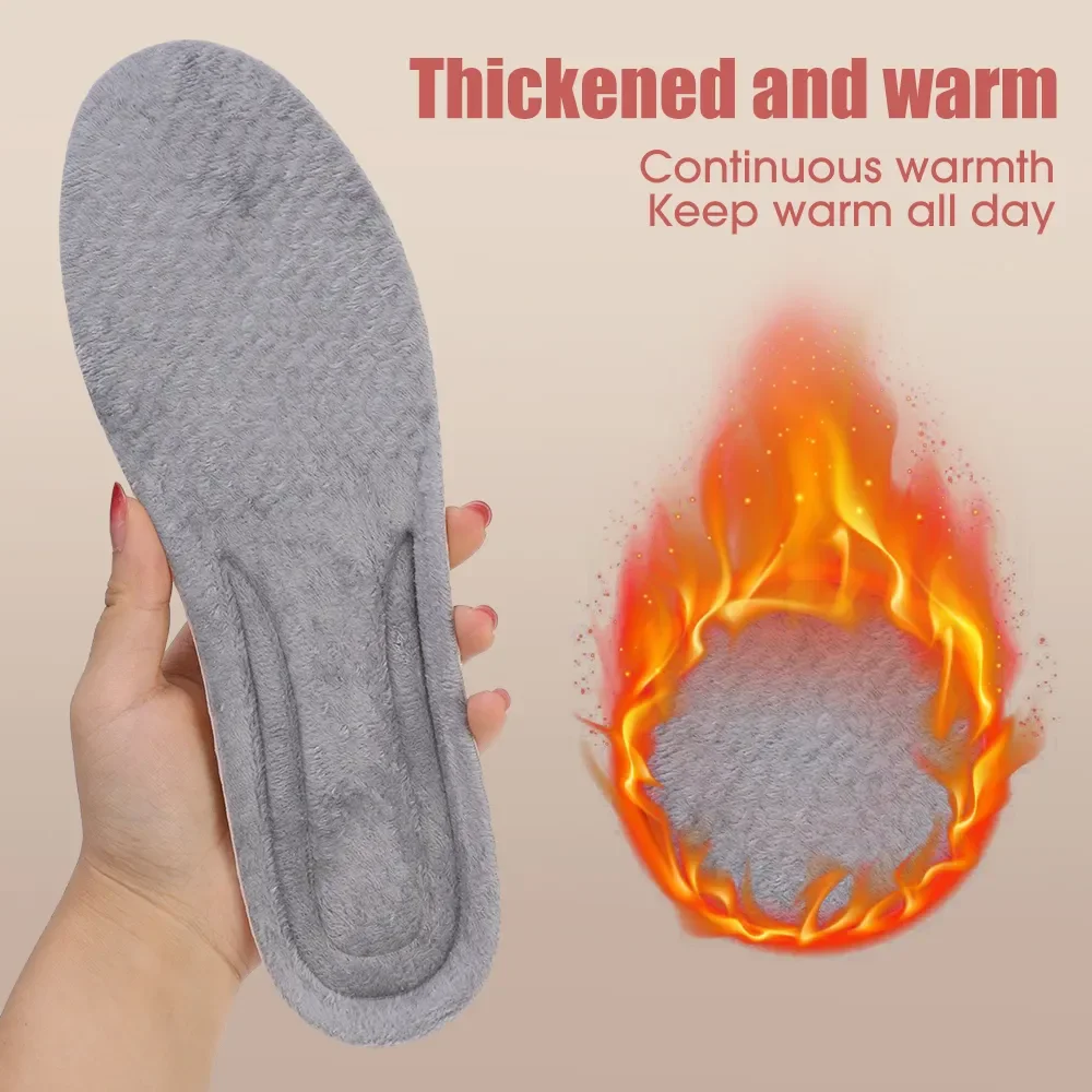 2 stücke Wolle Thermostat Thermische Einlegesohlen Frauen Männer Winter Selbst-erhitzung Plüsch Schuh Pads Weiche Verdicken Fußpflege Arch Support einsätze – Detail 6