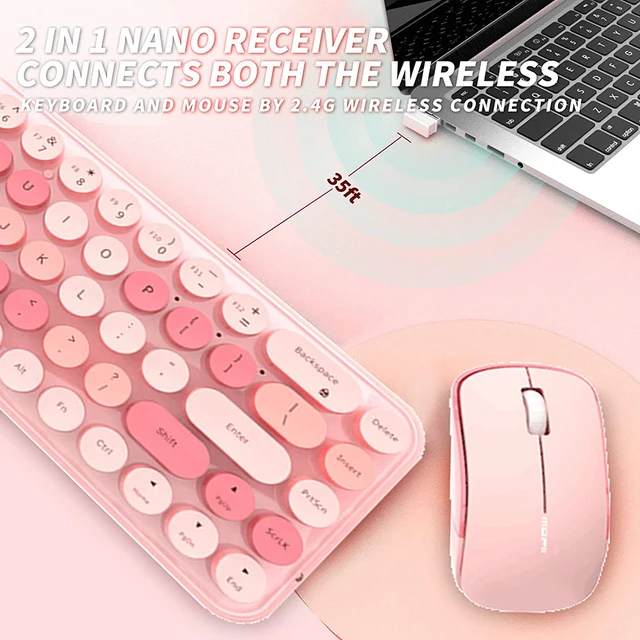 Teclado y ratón inalámbricos ergonómicos de tamaño pequeño, combinación de  teclado y ratón de máquina de escribir para Windows 7/8/10, ordenador  portátil de escritorio - AliExpress