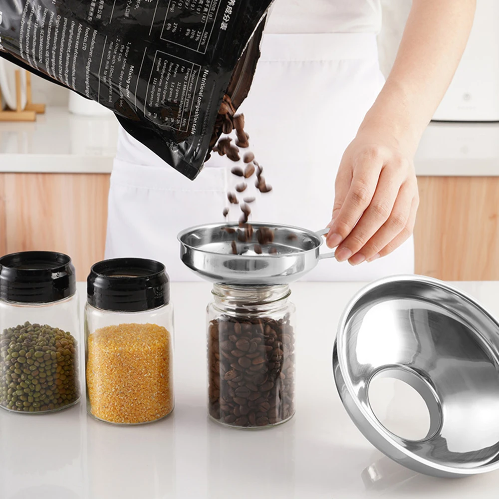 스테인레스 스틸 넓은 입 캐닝 깔때기 샐러드 드레싱 액체 깔때기 호퍼 필터, 주방 도구 가제트, 2 사이즈, 매우 인기