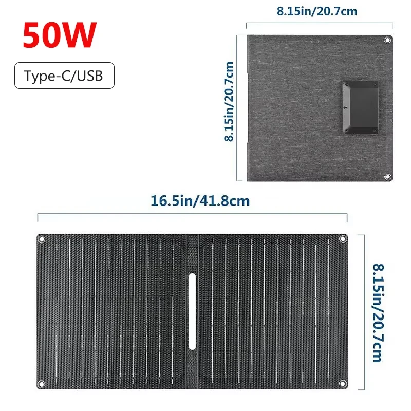 ตัวเลือกสินค้า แผงโซลาร์เซลล์พับได้ 60W ชาร์จ USB Type-C พกพาสะดวก สำหรับเดินป่า ตั้งแคมป์