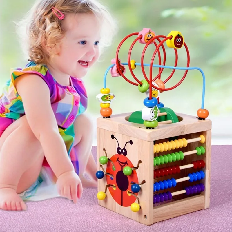 

Wooden Montessori Children's Toys Multifunction Beaded Treasure Box Preschool Baby Building Blocks Early Education Kids Toys New