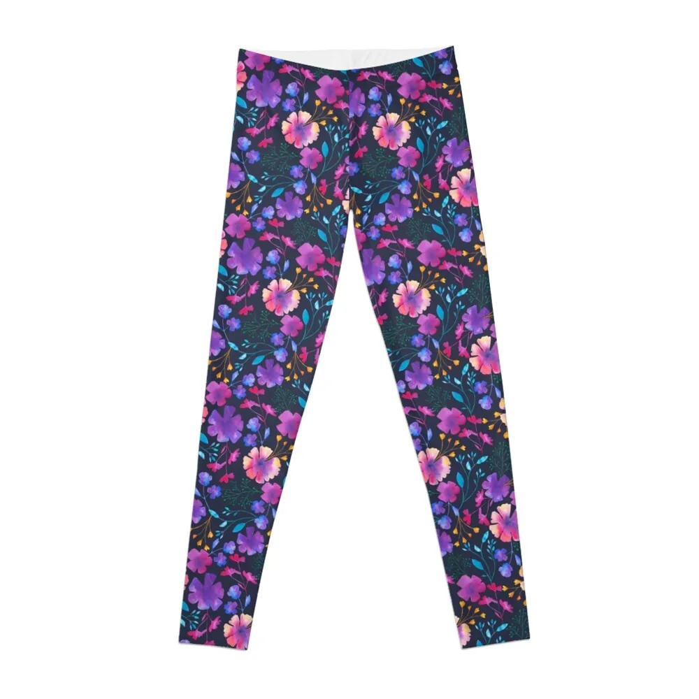 

Fluro Floral Watercolour Flower Pattern Leggings legging push up sporty woman gym fitness set gym Womens Leggings