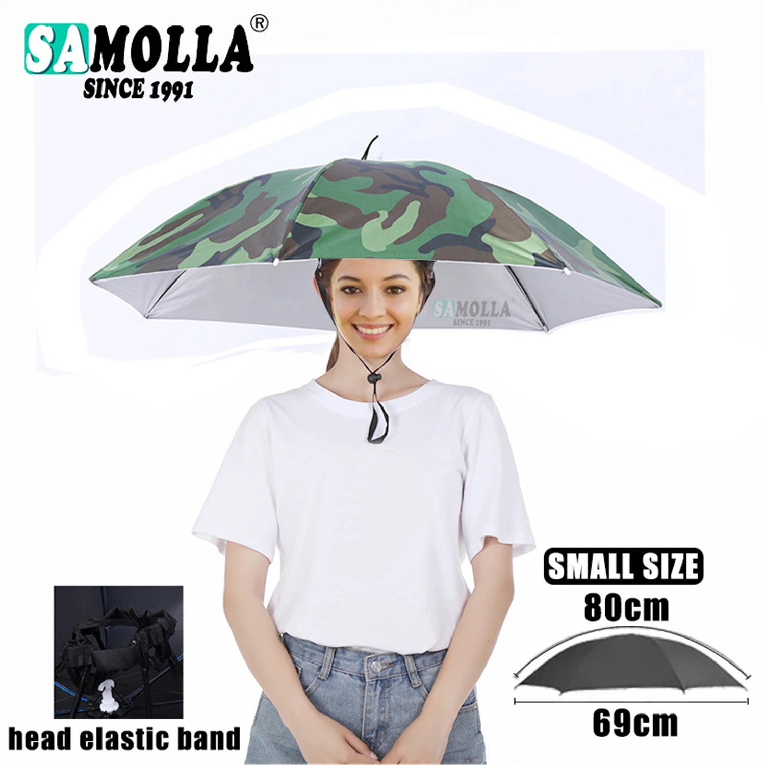 Compact Foldable Waterproof Outdoor Umbrella Hat – Army Green