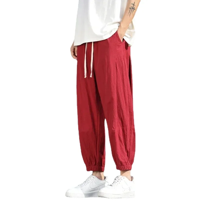 

Men's Oversized Wide Leg Casual Pants, Harlan Cotton and Linen Cropped Pants