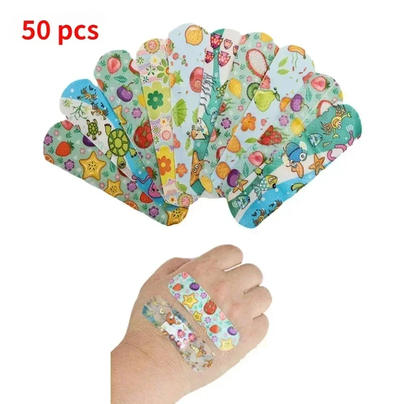50pcs Cartoon Animal Pattern Waterproof Kids Band Aid Stickers Adhesive Wound Strips Plasters for Children Bandage Hemostasis wound plaster patches medical bandaids