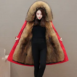 New Women's Hooded Overcomes Detachable Fur One Fur Jacket Winter Warm Fur Coat Premium Female Thick Imitation Fox Fur Outerwear