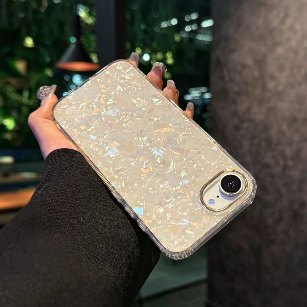 Luxury Aurora Glossy Shell Pattern Shockproof Case with Bright Laser Finish