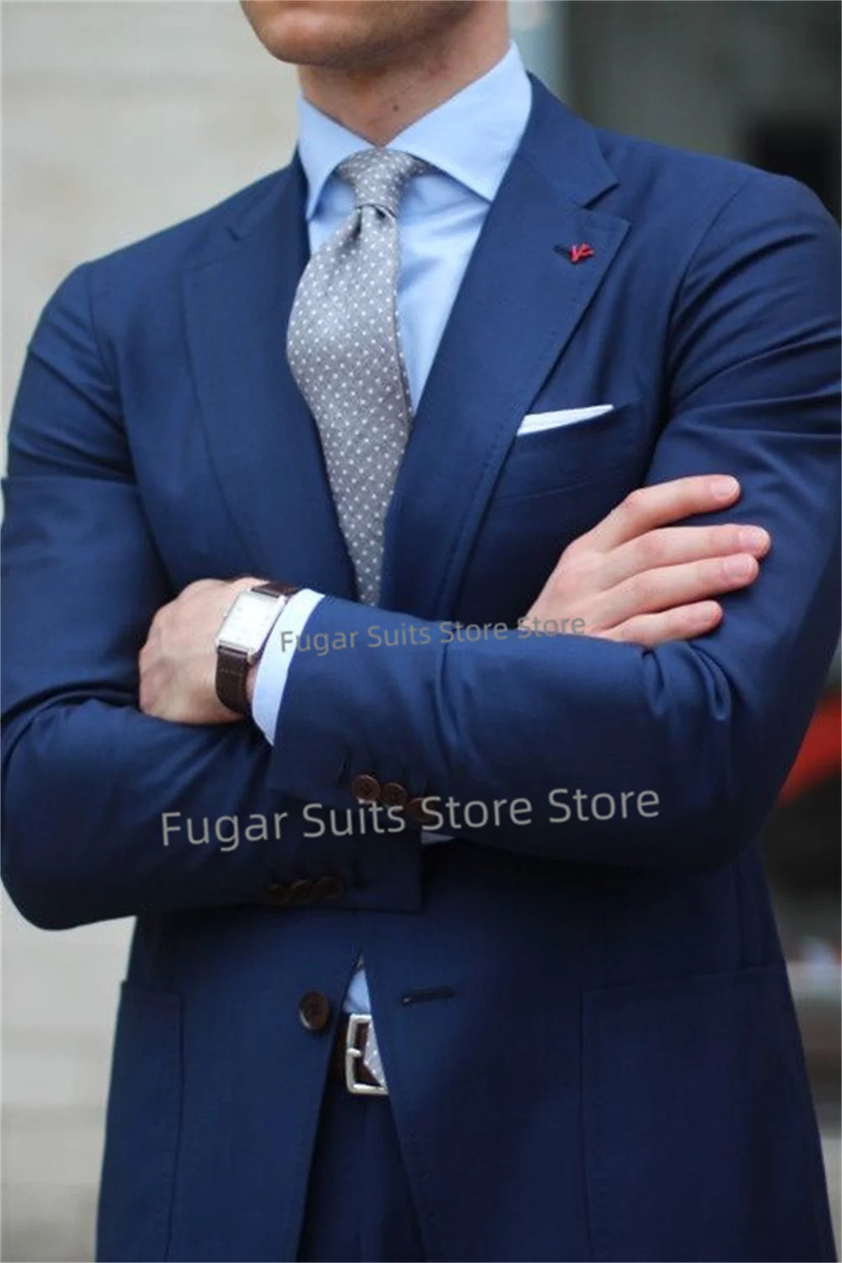 Business Navy Blue Wedding Men Suits Slim Fit Notched Lapel Geoom Tuxedos Dinner 2 Pieces Sets Luxuly Male Blazer Costume Homme