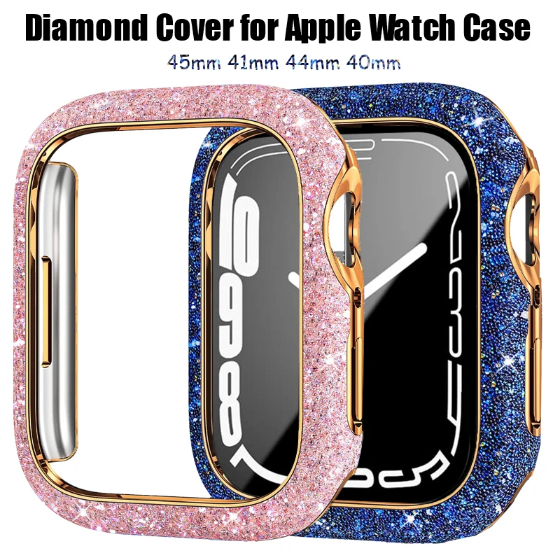 Cover Diamantata Per Apple Watch Case 45Mm 41Mm 44Mm 40Mm Bling Bumper Screen Protector Glass Per Apple Watch Series 8 7 4 5 6 Se