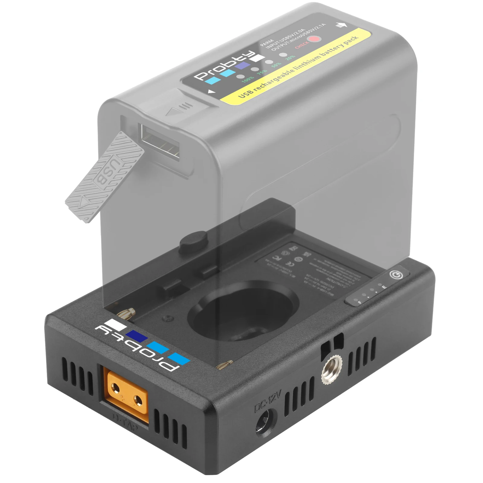 NP-F Battery Adapter Plate Lite for Iconic Brand NP-F Battery w DC 12V/7.4V Output Port USB-C Input Charging DIY Camera Accessories