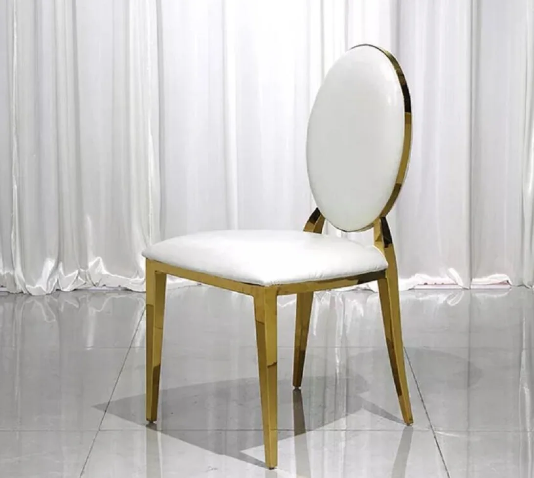 2pcs Luxury Furniture Gold Stainless Steel Stacking Leather Event Banquet Wedding Chair For Hotel
