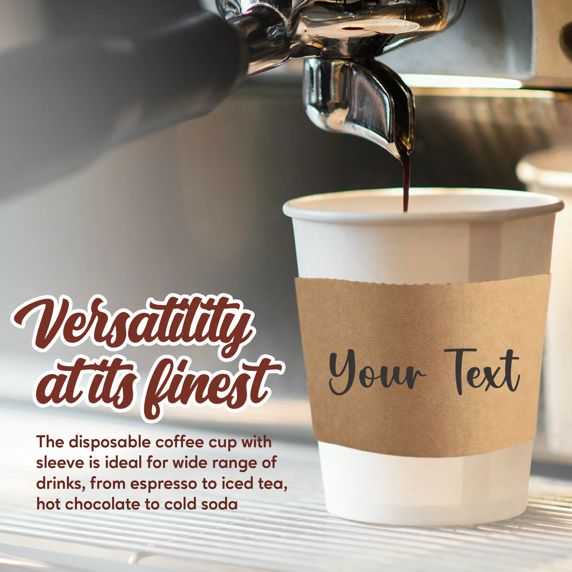 Personalized Coffee Cup Sleeves Disposable Brown Kraft Heat-Insulated Cup Covers Custom... - SKU CCS01229 - UGI Packaging