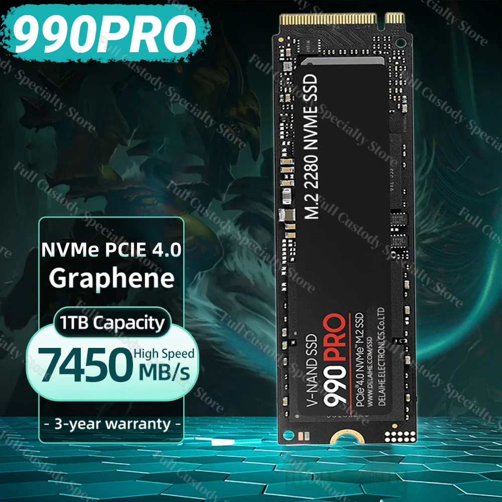 

990 PRO SSD Solid State Drive 4TB 2TB 1TB M.2 2280 SSD PCIe4.0 NVMe Gaming Internal Hard Drive 7450MB/S For PS5 Laptop Desktop