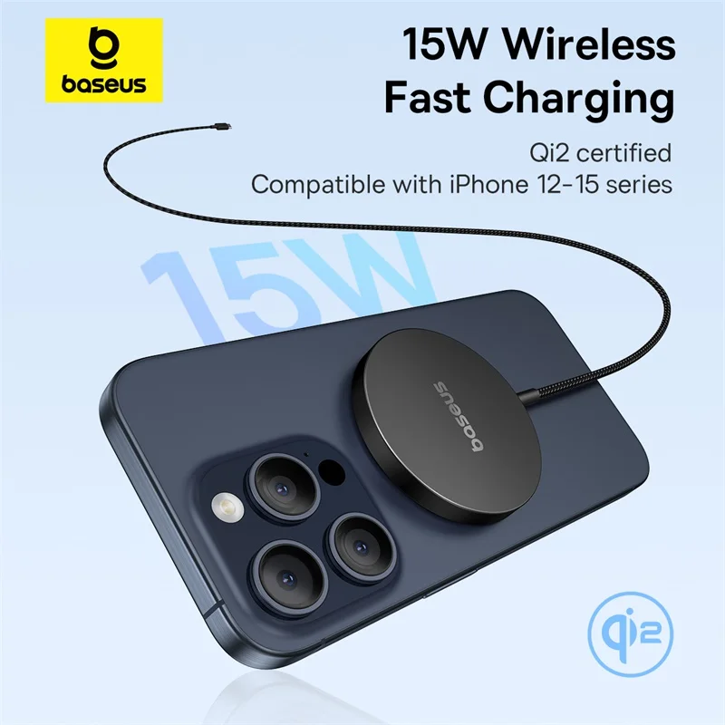 Baseus 15W Qi2 Magnetic Wireless Charger Fast Charging For iPhone 15 14 13 12 Series Pro Max  Wireless Charging For Airpods