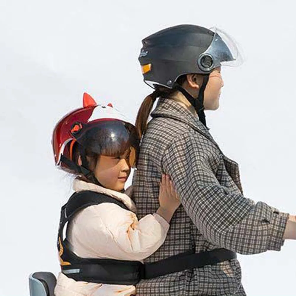 복합 스폰지 오토바이 시트 조끼 스트랩 조절 가능 튼튼한 어린이 안전 시트 하네스 편안하고 통기성 좋은 가슴 안전 벨트