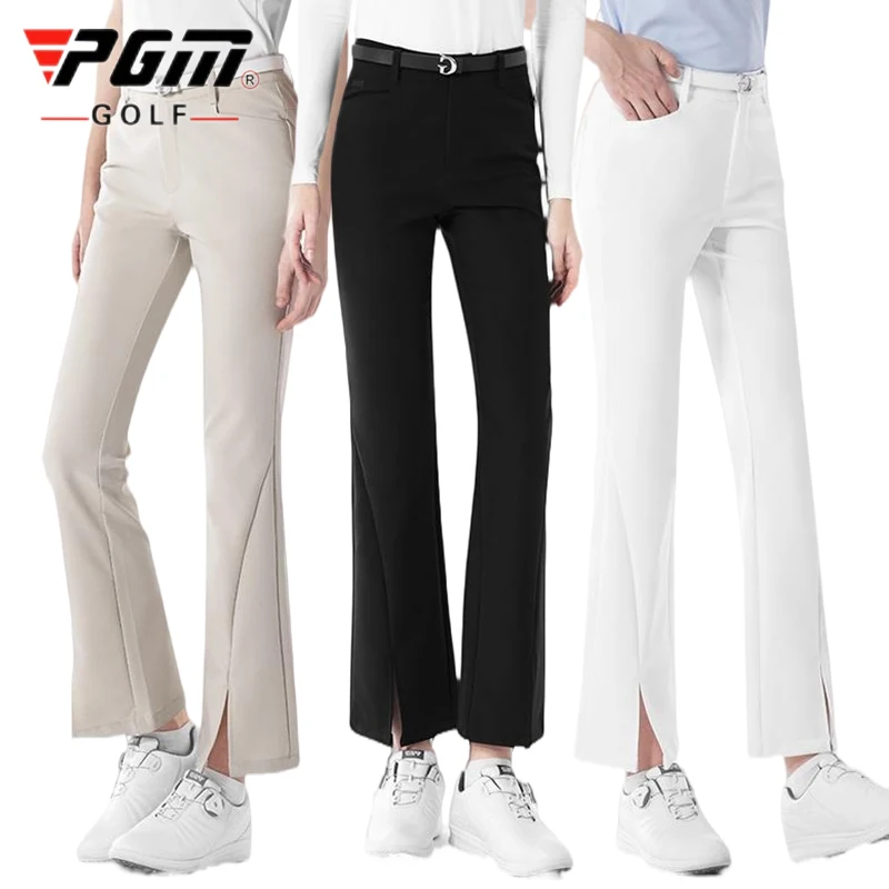 PGM Women Clothing Ankle Flared Golf Trousers High Waist Golf Pants Ladies Spring Sports Pants Elastic Split Slim Sweatpants