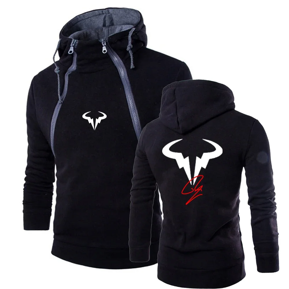 

Rafael Nadal 2024 Men Tennis Player New Hooded Sweatshirt Casual Long Sleeve High Quality Double Zip Hoodie Sport Tracksuit Tops