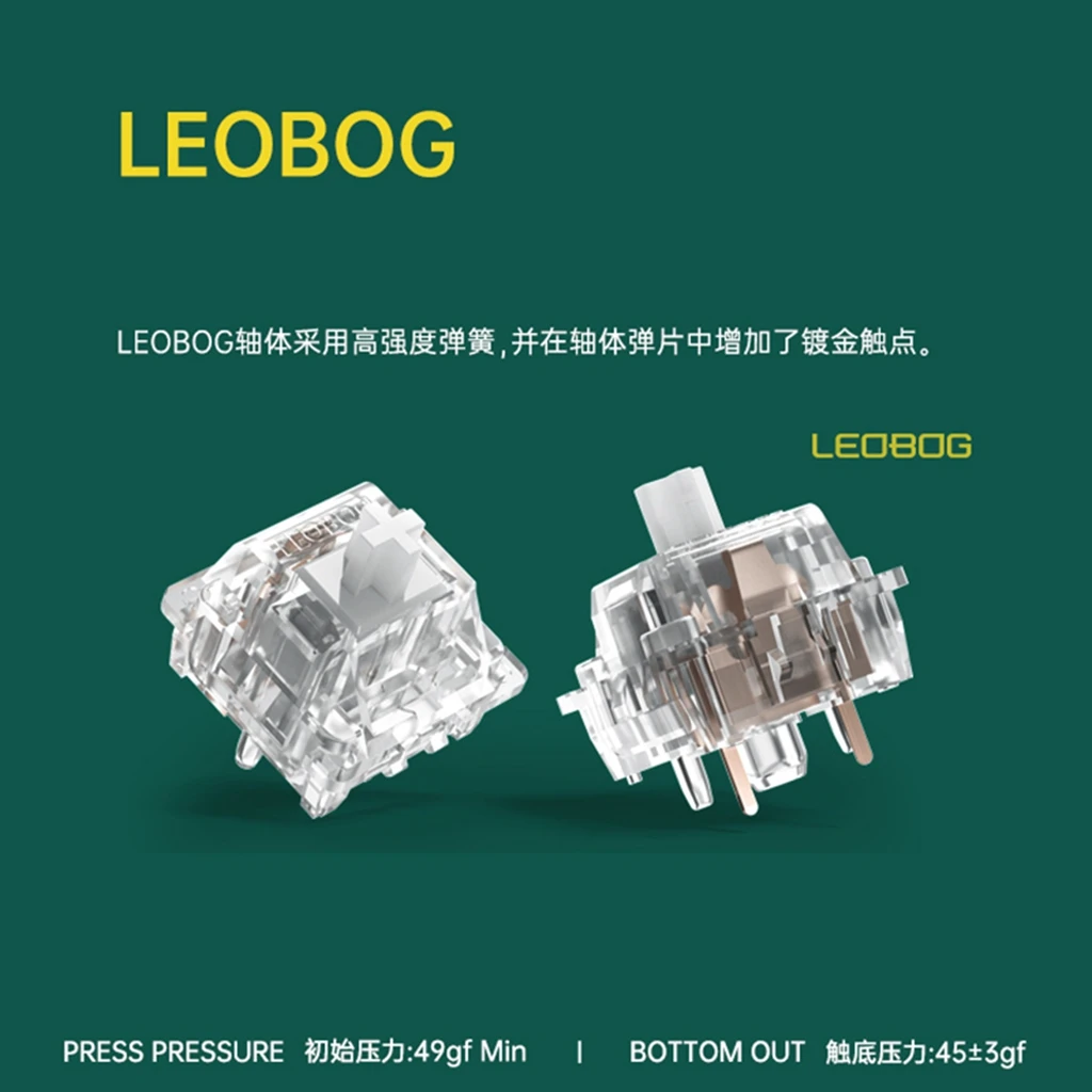 Leobog-teclado Mecânico Personalizado Interruptor de Alma de Gelo Interruptores Táteis de Pinos 45g Light Force Rgb Transparente Hifi Pré-emaranhado Gk61 - Imagem 4
