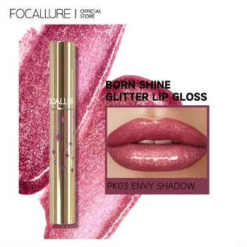 FOCALLURE 글리터 립 글로스, 오래 지속되는 방수 립 글레이즈, 모이스처라이징 액체 립스틱, 거울 표면, 입술 메이크업 화장품