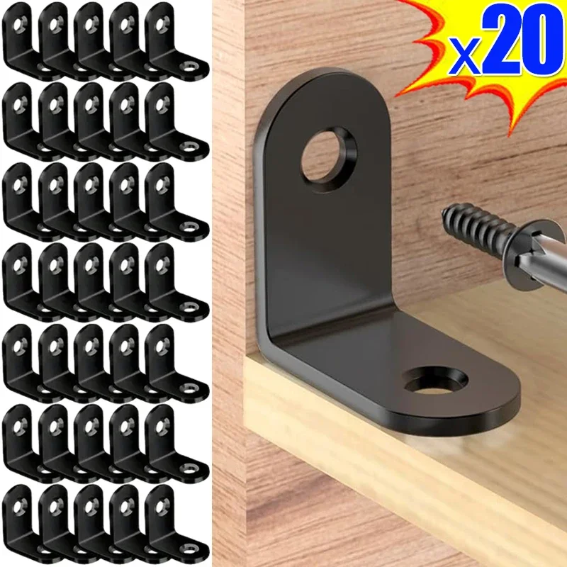 10/20PCS Stainless Steel Right Angle Corners Brace L-Shaped Corner Code Bracket Thicken Fixing Connector For Board Shelf Support