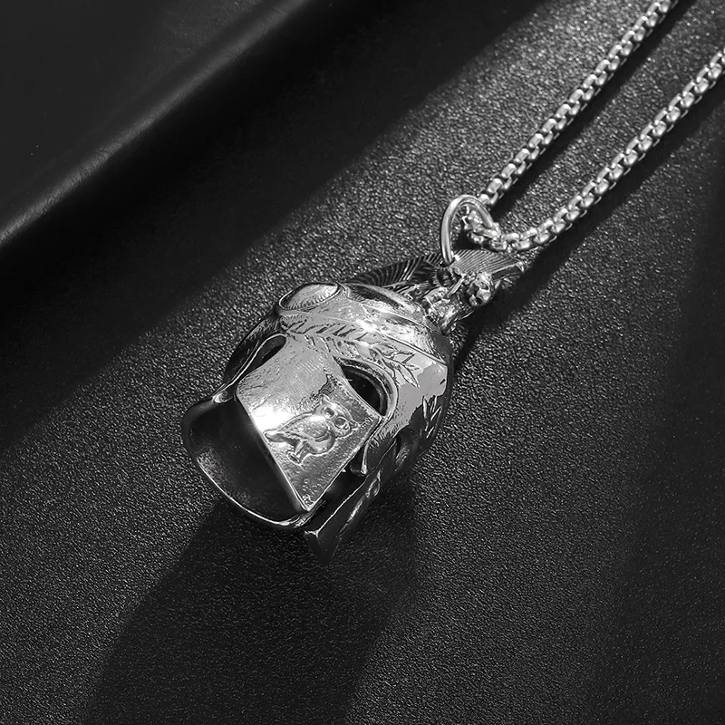 Stainless steel - Roman warrior helmet Sparta Ancient Greek warrior helmet pendant necklace