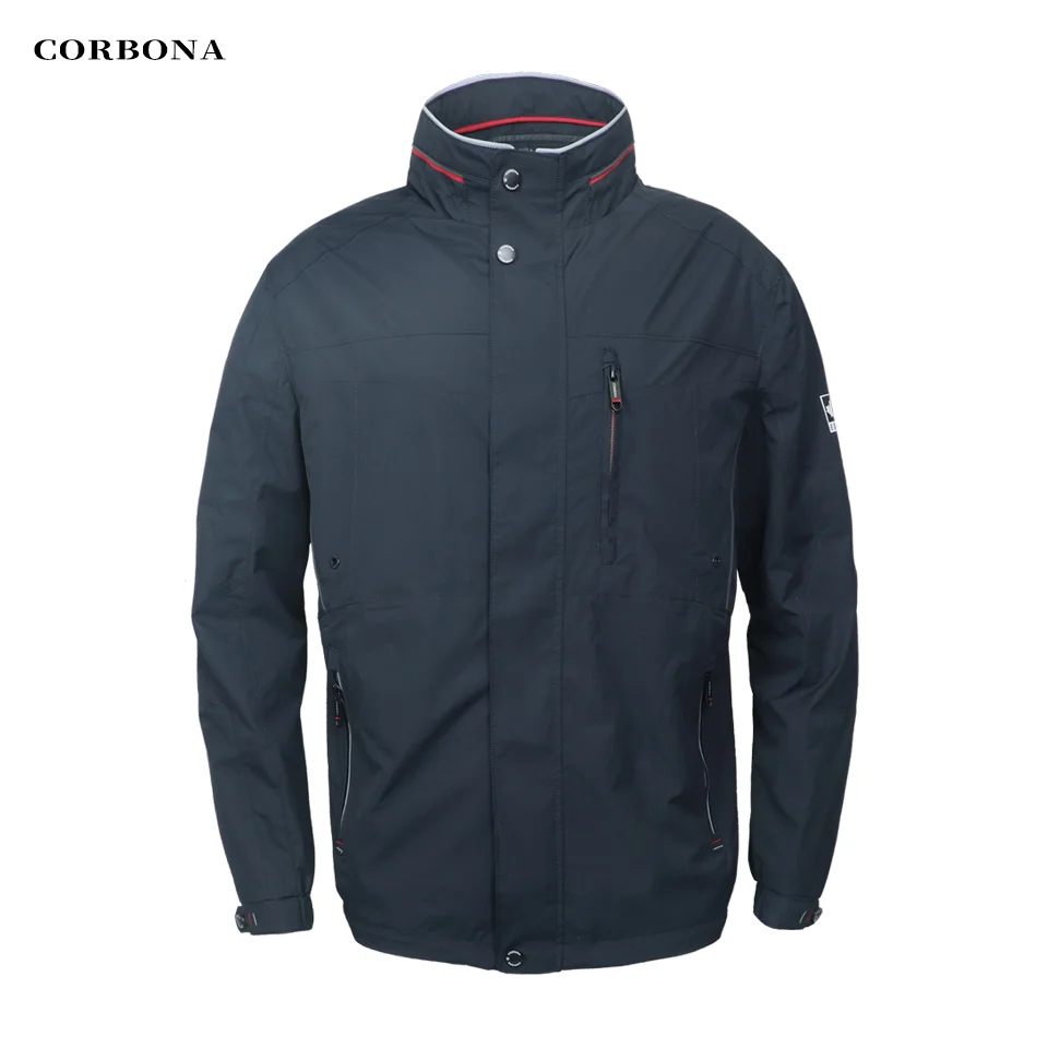 CORBONA 2022 New Men Oversized Windbreaker Jacket Outdoor Lightweight Longsleeve Autumn Coat Multi Pockets Navy Blue Army Parka