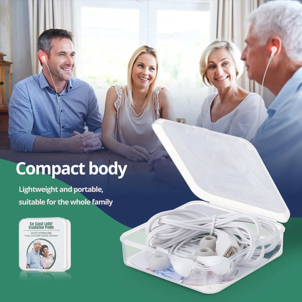 Ear Canal Laser Physiotherapy Line 650nm Wavelength Laser Irradiator Earplug Otitis Media Diabetes Hypertension Treatment