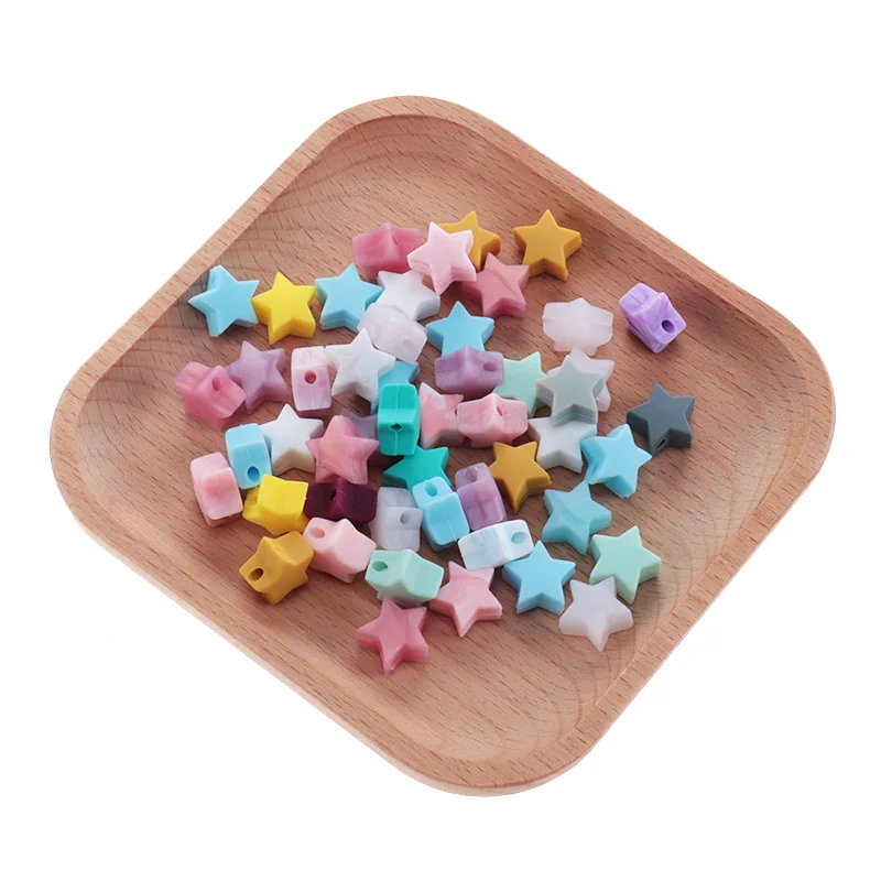 50PCS 하트 실리콘 Teething 비즈 Bpa Free15MM 치아 비즈  씹는 Teething 펜던트 Diy Pacifier 체인 베이비 케어
