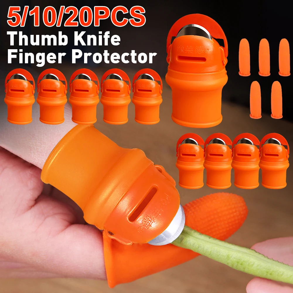 Finger Protector Knife Cover Rubber Fingertip for Harvesting Vegetable Thumb Knife L/M
