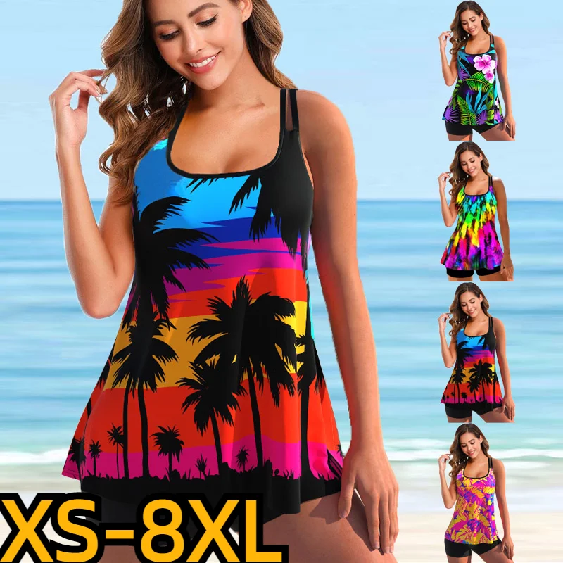 

2023 Wear Swimming New Beach Tankinis Set Two Piece Swimwear Print Tankinis Summer Beach Swimwear Women's Fashion Monokini