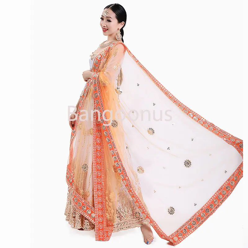 

Индийский шарф для женщин, женский шарф для танца живота, элегантные аксессуары для выступления на сцене, разноцветный шарф с вышивкой для девушек