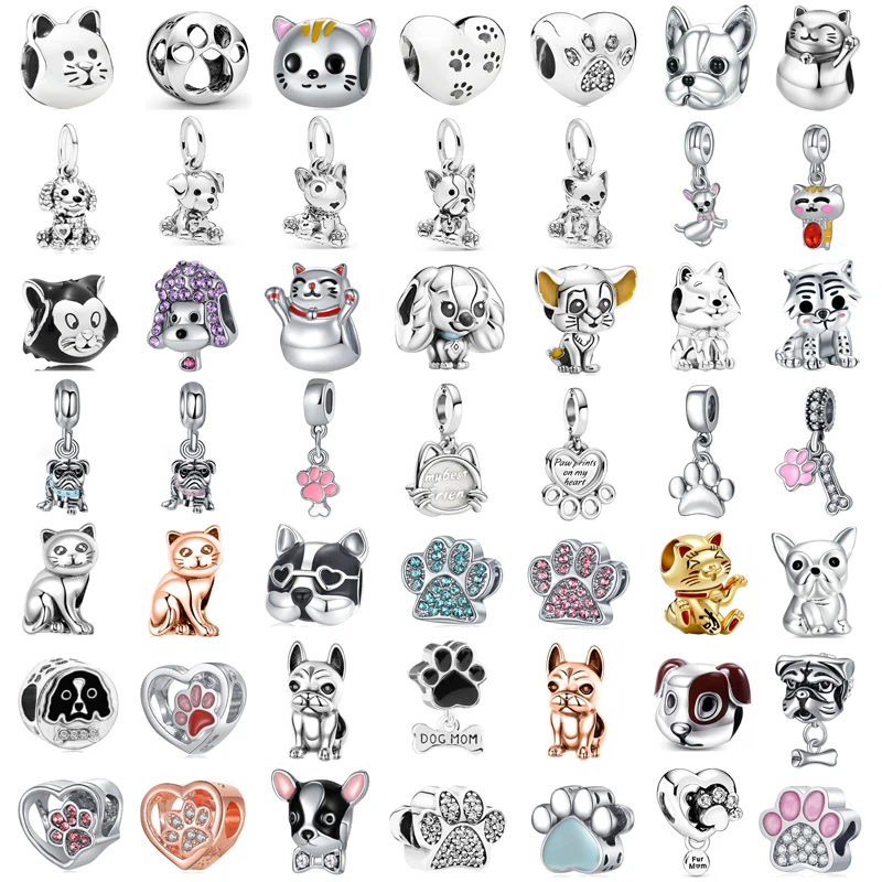 New Fashion Charm Original Puppy Kitten Colorful Footprint Beaded Fit Original Pandora Ladies Bracelet Jewelry Accessories Gift natural rainbow eye obsidian bracelet buddhist beads ladies men s simple fashion beaded blessing black stone healing jewelry