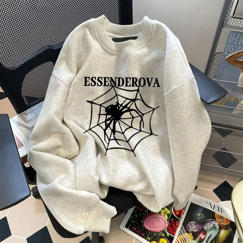 

Fashion Pullover Women New Sweaters Gothic Spider Print Sweatshirt Round Neck Long Sleeve Y2k Top Autumn Winter Designer Clothes