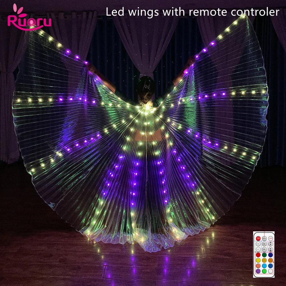 

Светодиодные Крылья Ruoru RGB с пультом дистанционного управления, крылья для Исиды, крылья для танца живота, Светящиеся Крылья для взрослых, Свадебные Крылья для Хэллоуина